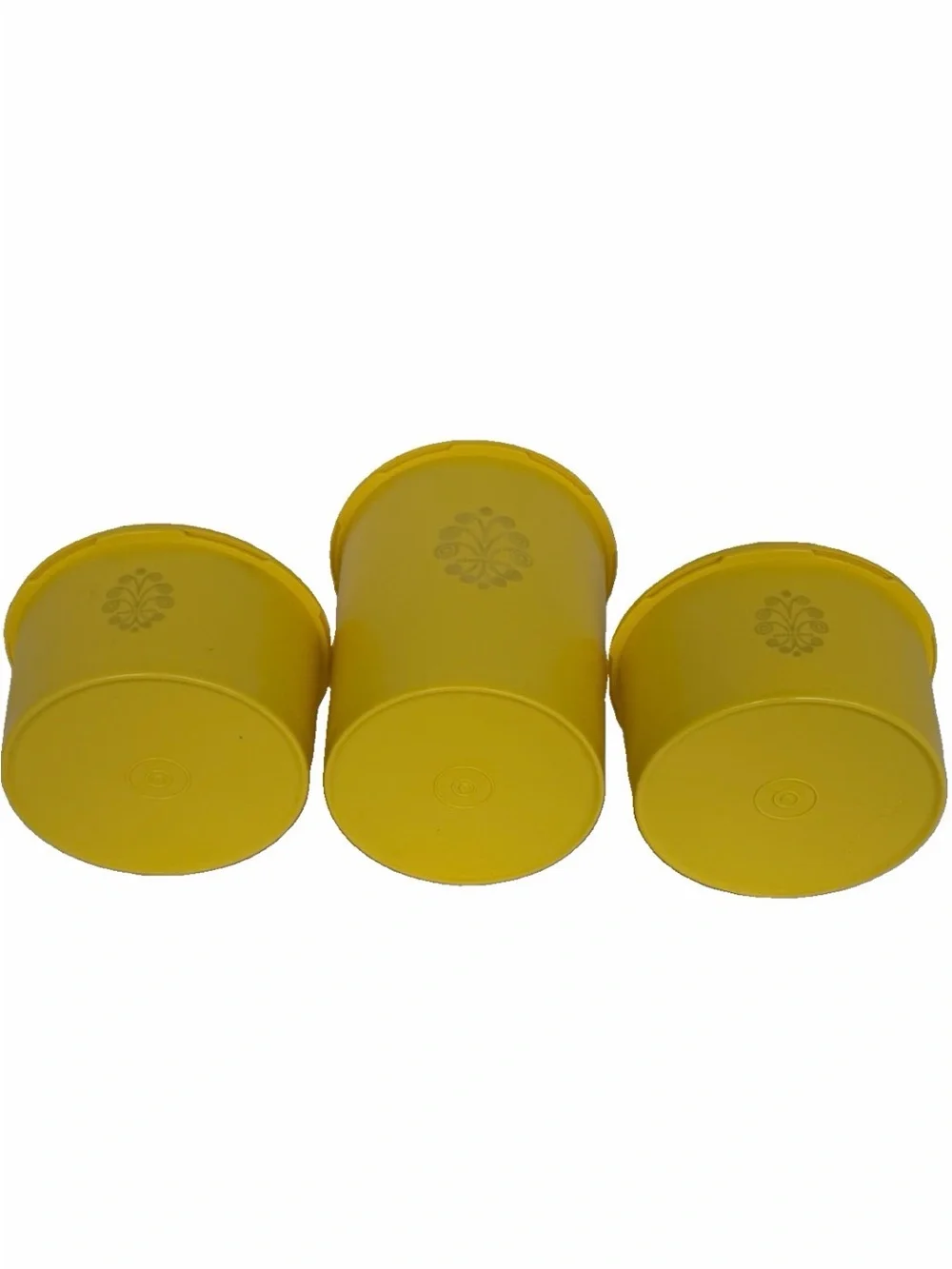 Vintage Tupperware Servalier Yellow Harvest Gold Canister Storage Set + Lids NEW